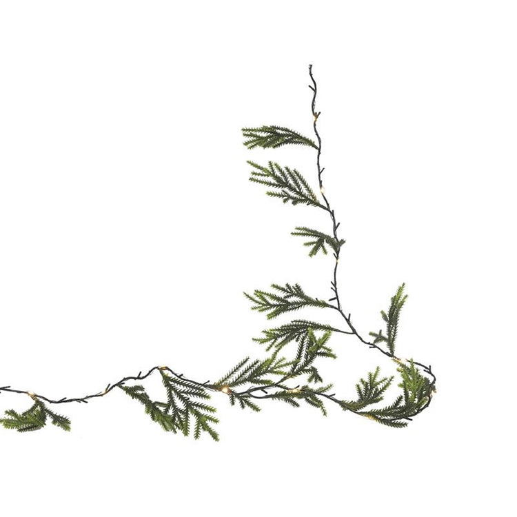 Svenska living guirlande conifer green 20led 190cm 2xaa