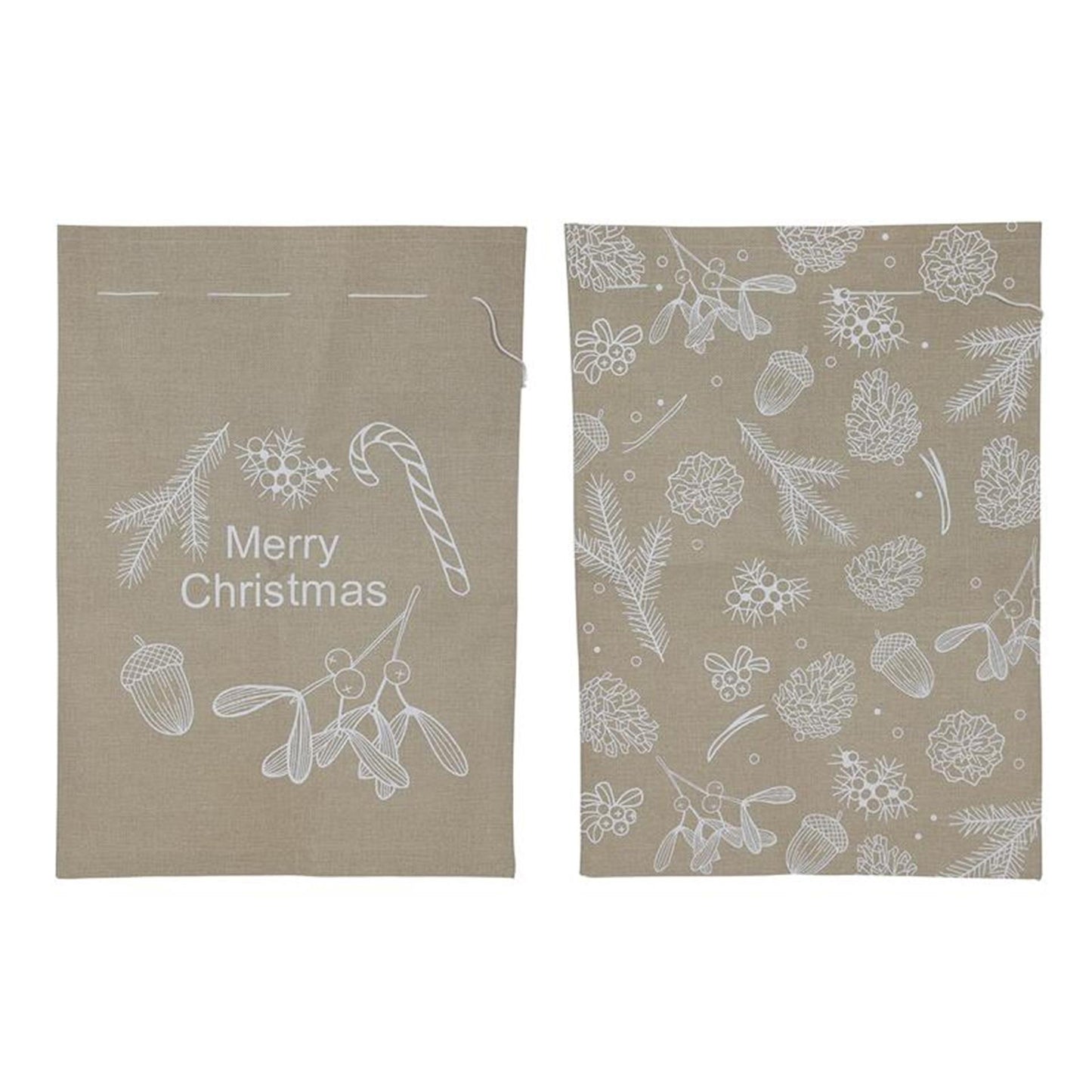 Svenska living geschenkzak kerst jute look witte print 50x70cm