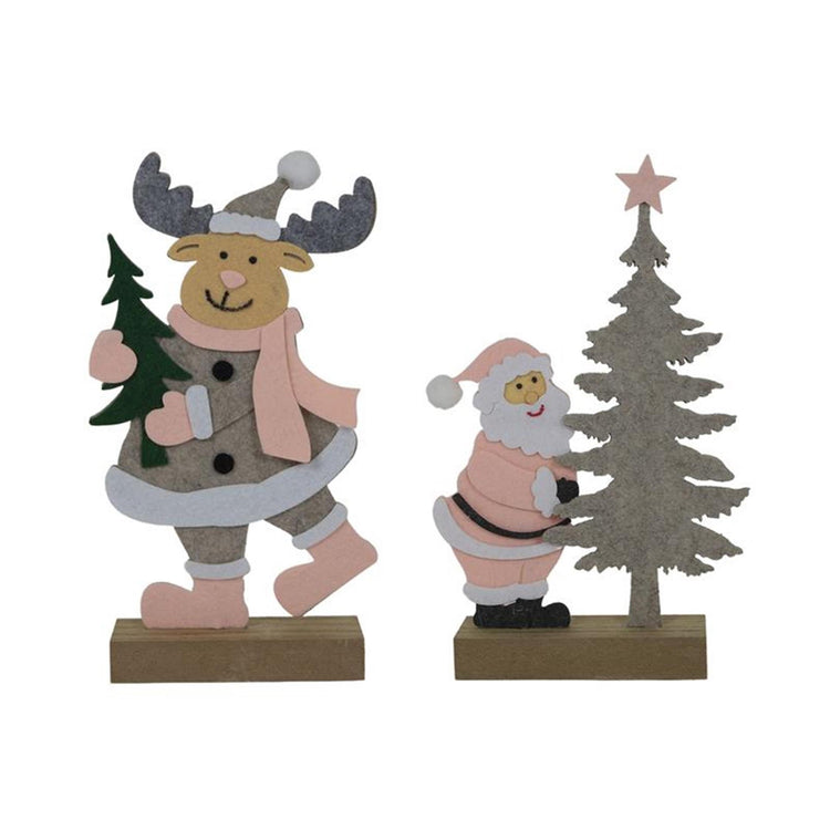 Svenska living kerstman rendier vilt 25cm roze grijs