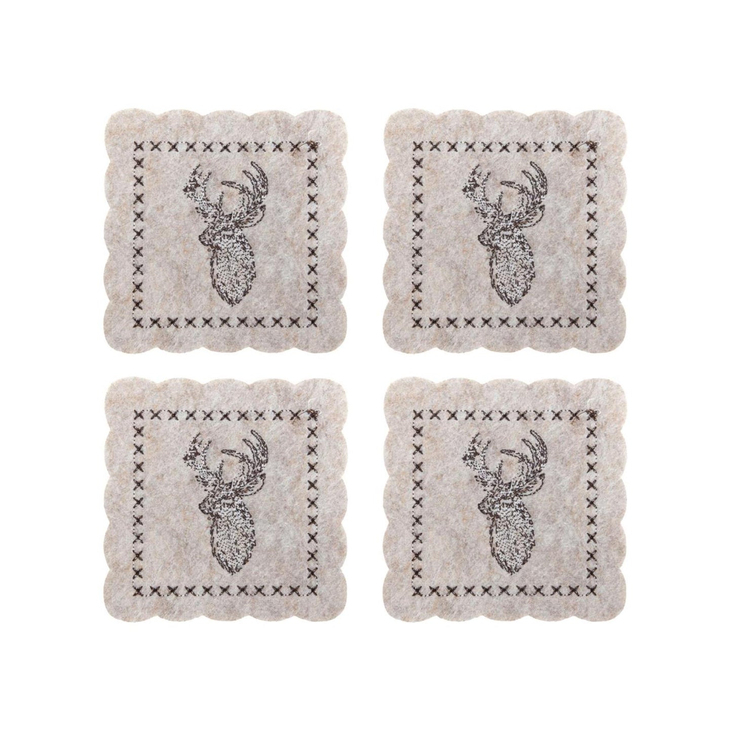 Svenska living onderzetter rendier vilt beige set a 4 stuks 10cm