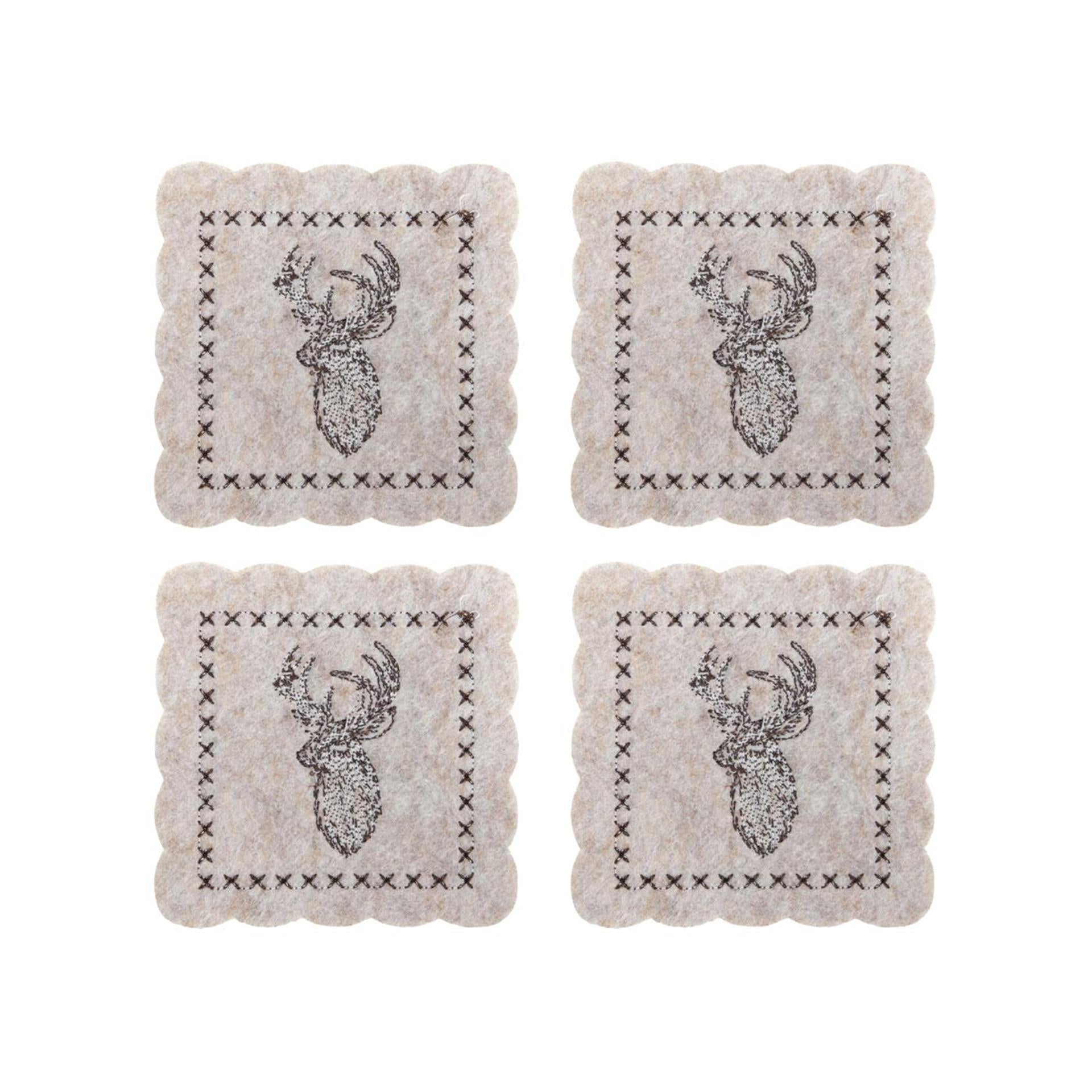 Svenska living onderzetter rendier vilt beige set a 4 stuks 10cm
