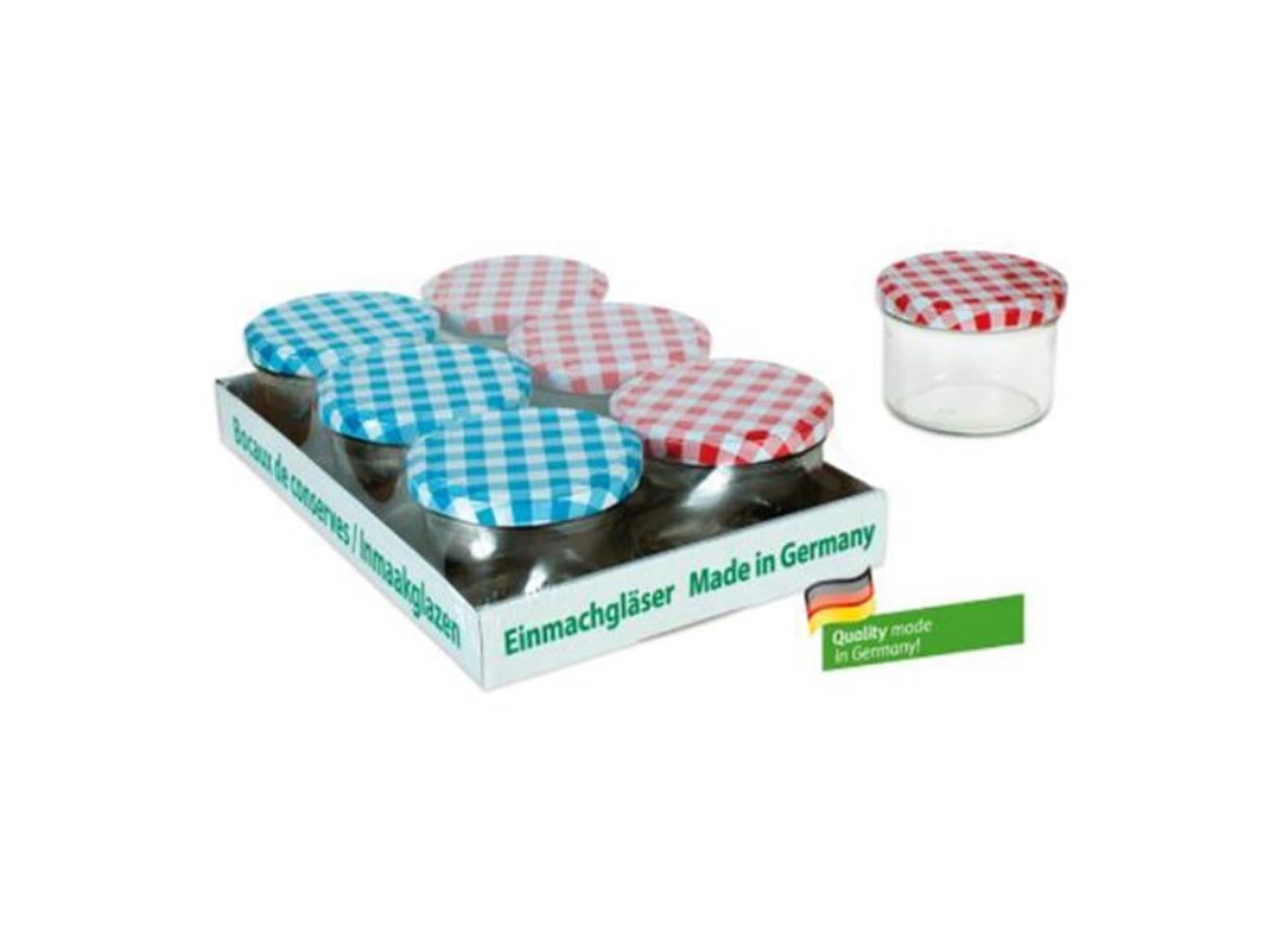 Deti weckglas weckpot jampot met geruit schroefdeksel 230 ml pak a 6 stuks