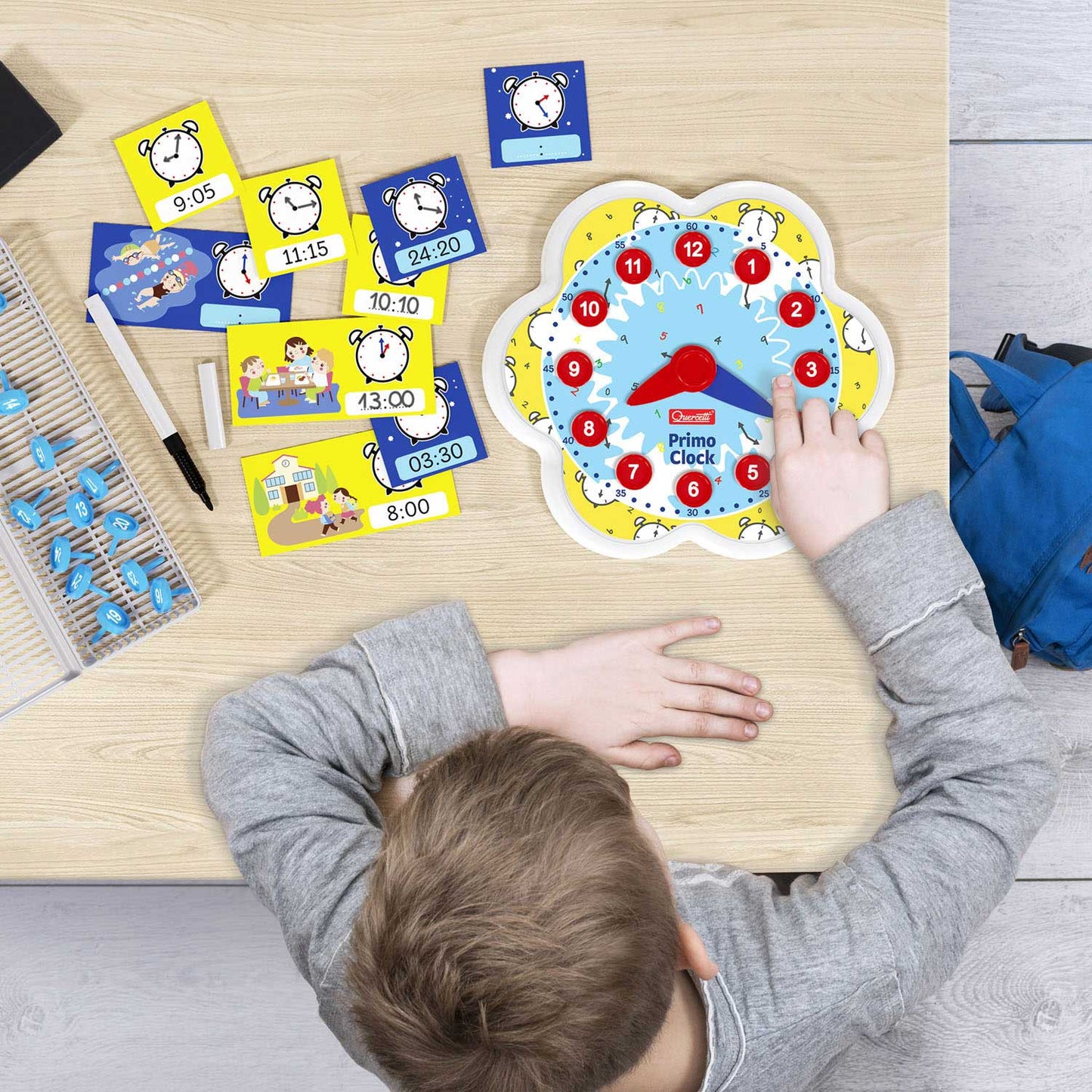 Quercetti leerklok primo clock junior karton 51-delig