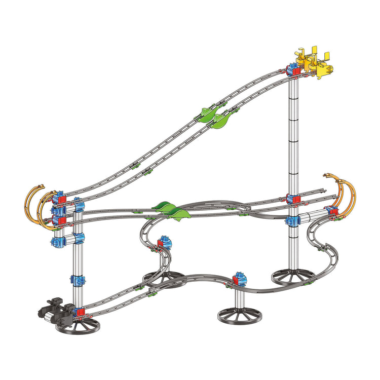 Quercetti knikkerbaan skyrail league 7,5 meter racebaan speelgoed.