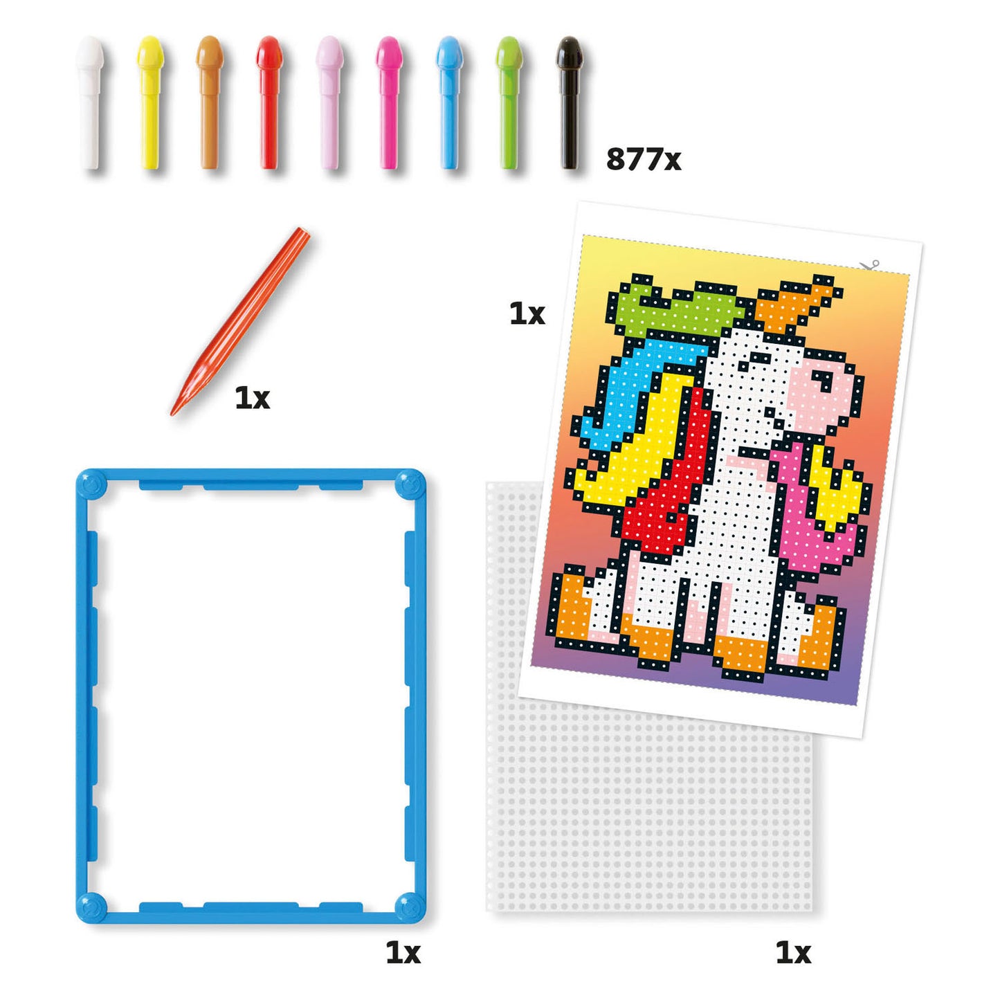 Quercetti pixel art mozaïek eenhoorn 880dlg educatief speelgoed.