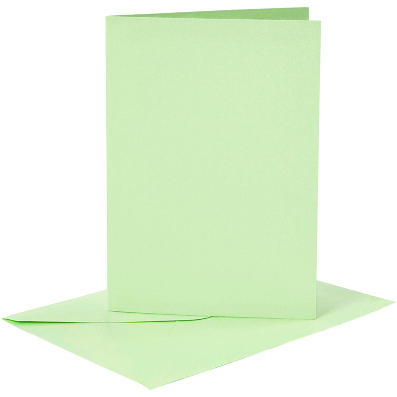 Kaarten en enveloppen, afmeting kaart 10,5x15 cm, afmeting envelop 11,5x16,5 cm, 120+210 gr, lichtgroen, 6 set 1 doos