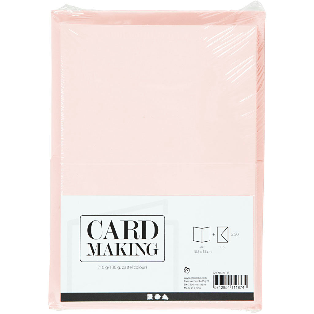 Creativ company kaarten en enveloppen pastelkleuren, 50 sets