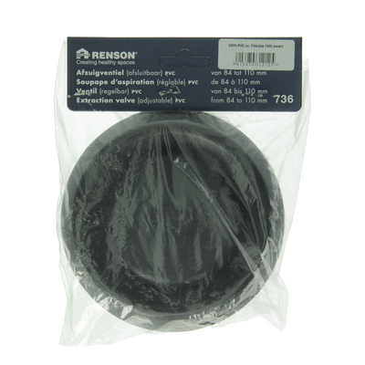 Renson 1068944 - inbouw afzuigventiel pvc 736 (dia 100) str 9005 (zwart) | 2 stuks