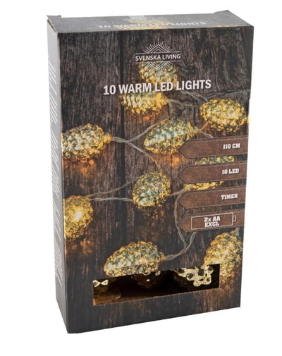 Svenska living led velichtingsnoer dennenappels goud