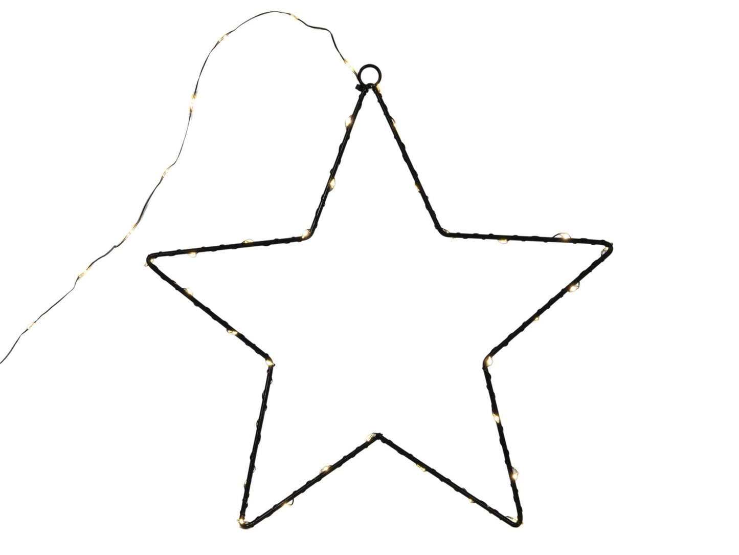 Svenska living ster metaal zwart 40cm 50lamps warmled ip44 b o met timer 3xaa met verlichte ophangkabel