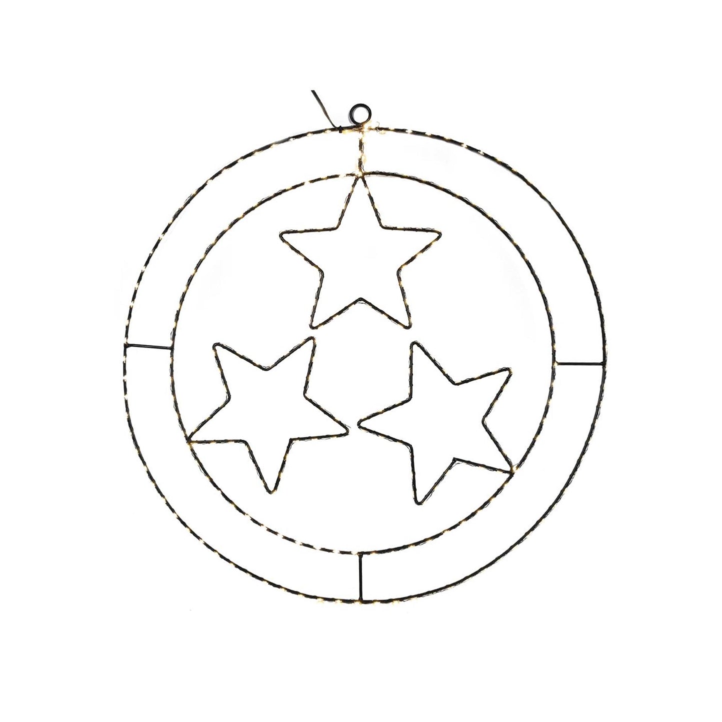Svenska living led kersthanger ring sterren zwart 50cm 245goldled 24flash ip44 5m