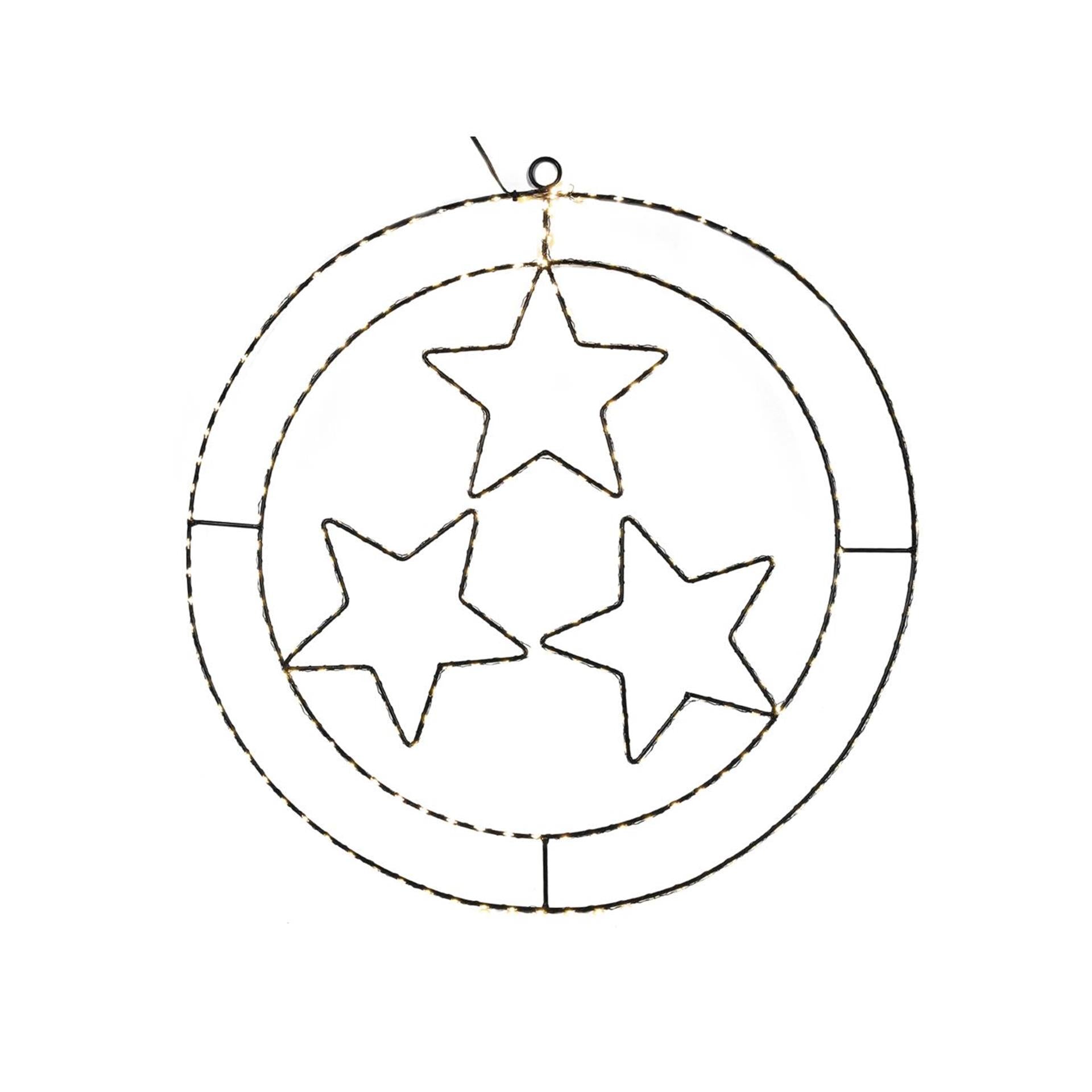 Svenska living led kersthanger ring sterren zwart 50cm 245goldled 24flash ip44 5m