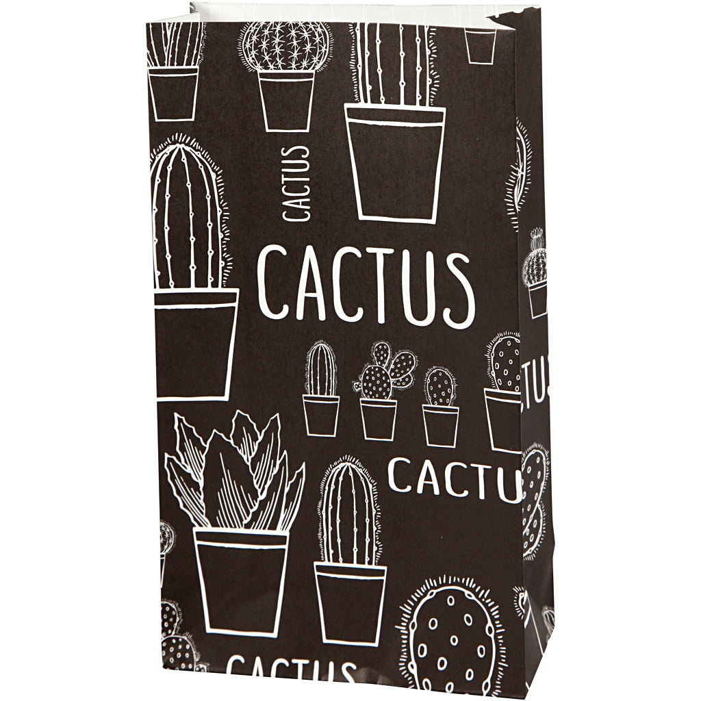 Papieren zakken, cactus, h: 21 cm, afm 6x12 cm, 80 gr, 8 stuk 1 doos