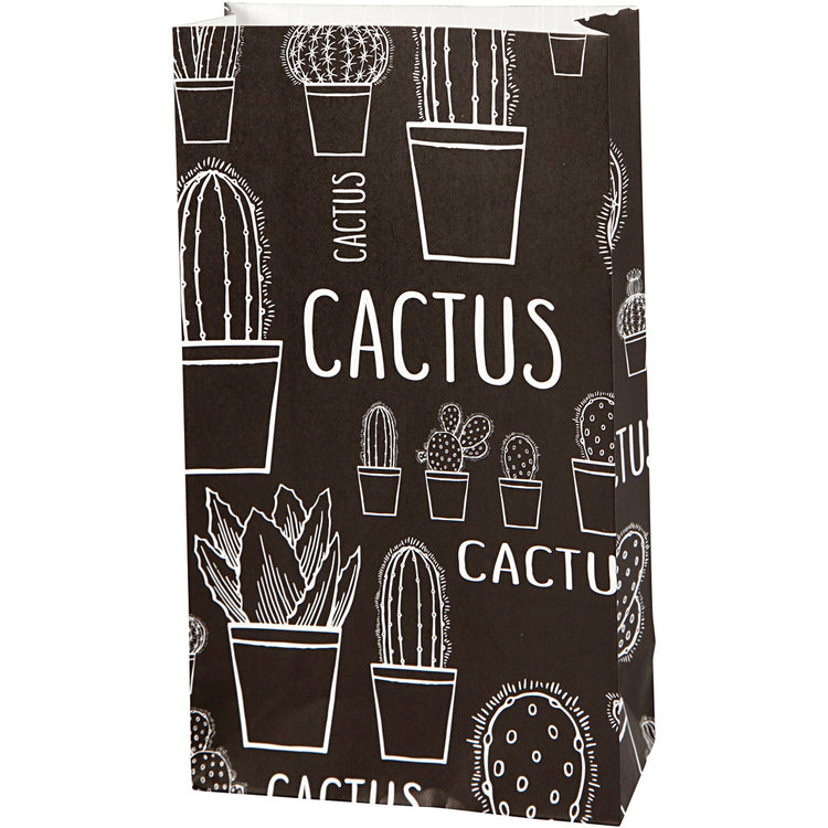 Papieren zakken, cactus, h: 21 cm, afm 6x12 cm, 80 gr, 8 stuk 1 doos