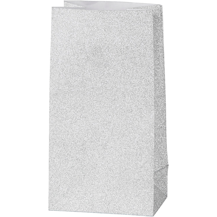 Papieren zakken, h: 17 cm, afm 6x9 cm, 120 gr, zilver, 8 stuk 1 doos