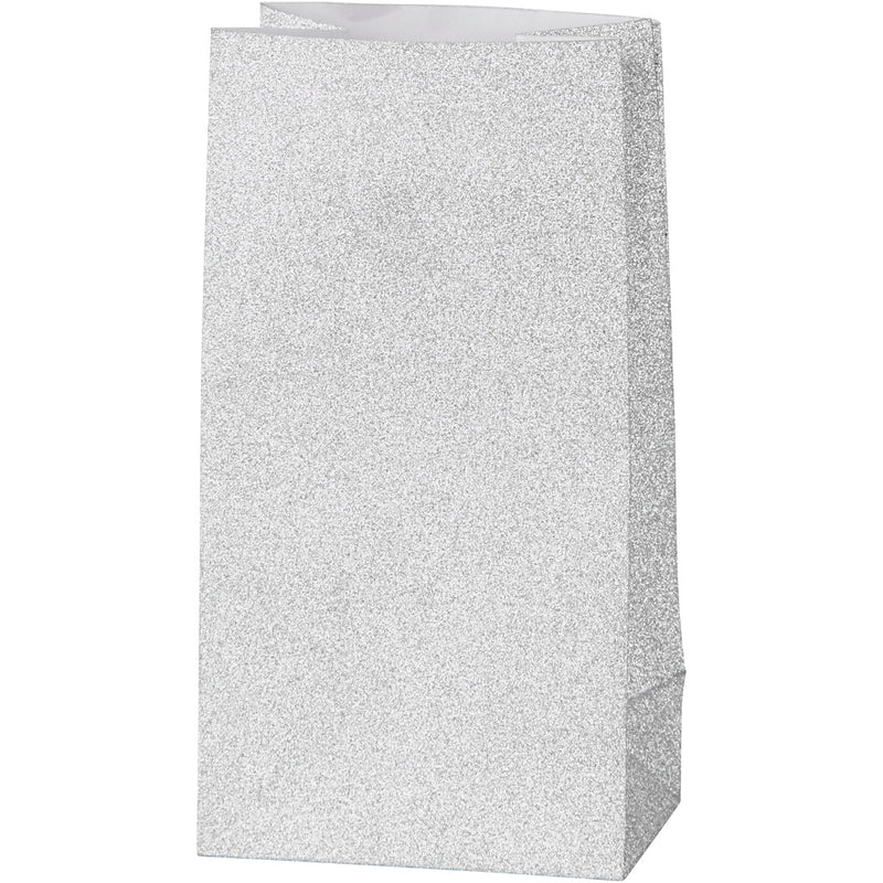 Papieren zakken, h: 17 cm, afm 6x9 cm, 120 gr, zilver, 8 stuk 1 doos