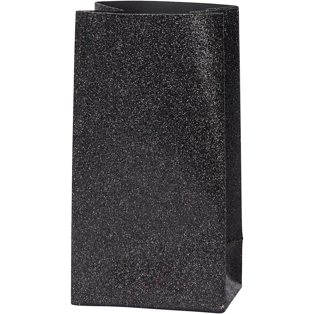 Papieren zakken, h: 17 cm, afm 6x9 cm, 170 gr, zwart, 8 stuk 1 doos