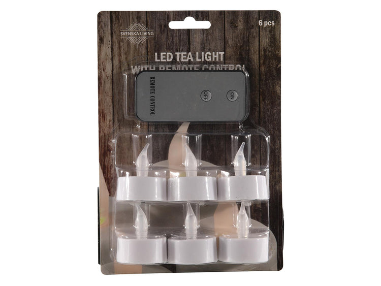 Svenska living led theelichten kaart a 6 stuks + remote