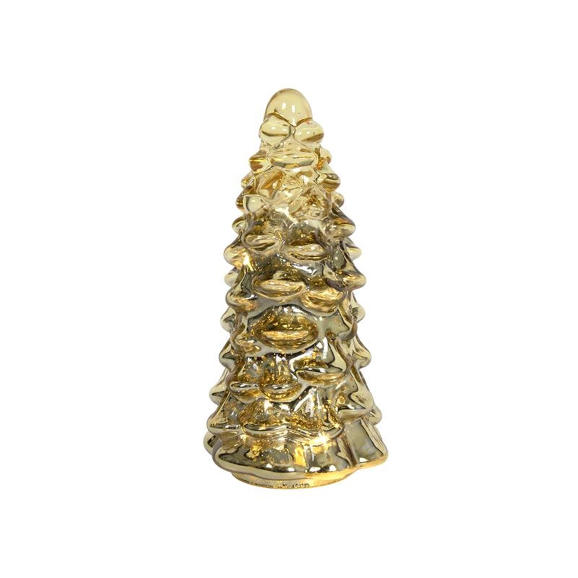 Svenska living kerstboom glas relief craquele led goud d10xh20cm, 2xaaa ( exclusief )