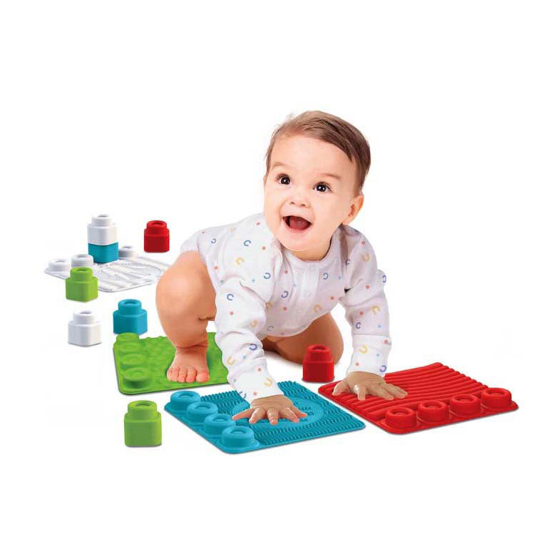 Clementoni soft clemmy - sensory path - sensorisch speelgoed - speelkleed - baby blokken en speelmat - met zachte foam stapelblokken - 6 - 36 maanden