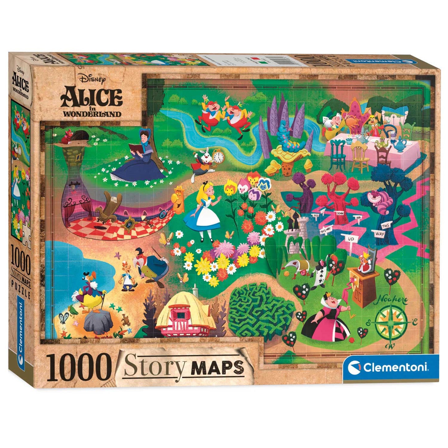 Clementoni Wereldkaart Puzzel Alice in Wonderland, 1000st.