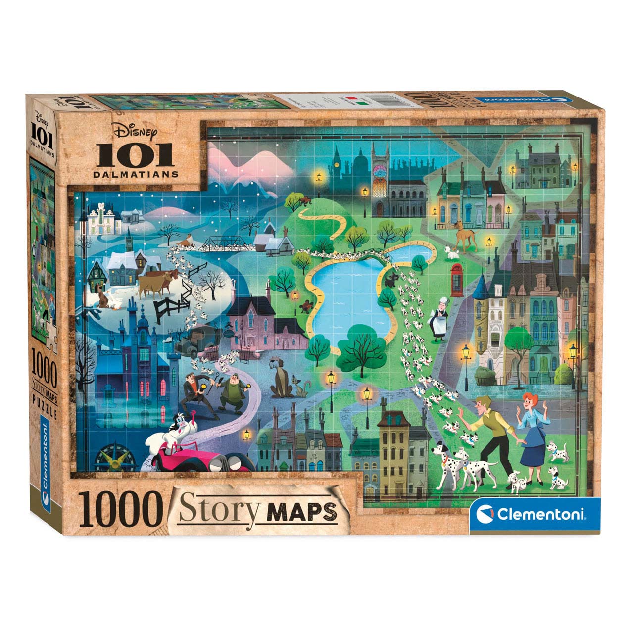 Clementoni wereldkaart puzzel 101 dalmatiers, 1000st.