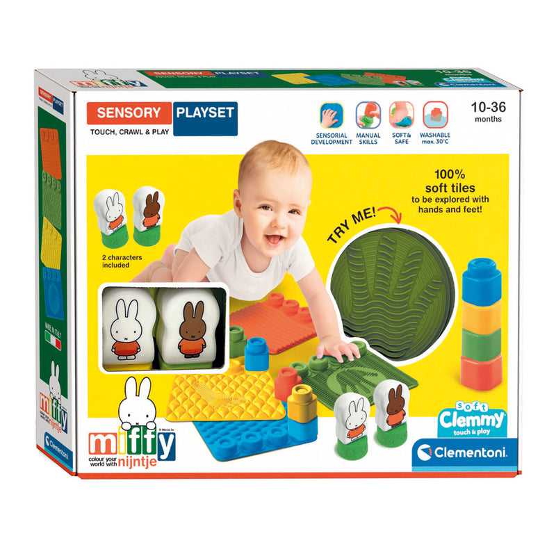 Clementoni soft clemmy - nijntje sensory path - sensorisch speelgoed - speelkleed - baby blokken en speelmat - met zachte foam stapelblokken - 6 - 36 maanden