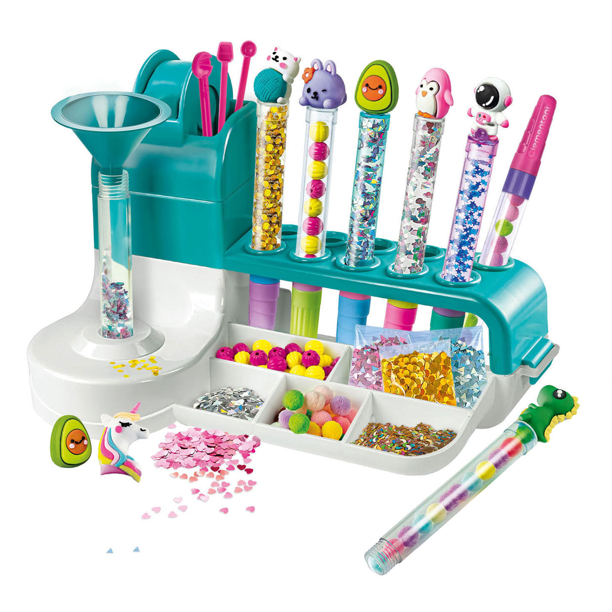 Clementoni idea - pennen creatiestudio - knutselpakket vol accessoires - kawaii glitterpennen - het creatieve cadeautje - vanaf 6 jaar