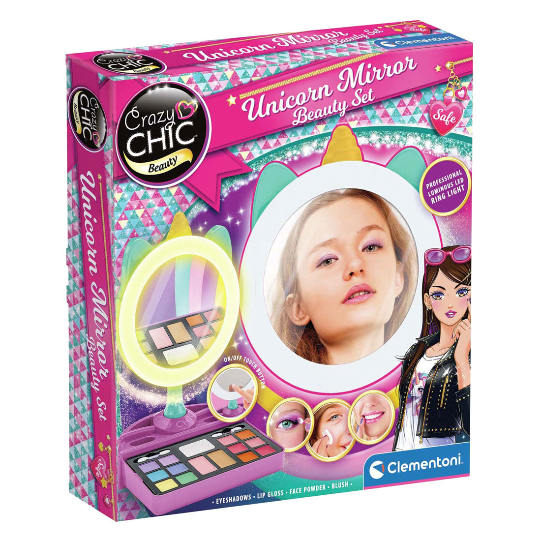 Clementoni crazy chic - lichtspiegel - make-up spiegel voor kinderen - make-up bewaren - vanaf 6 jaar
