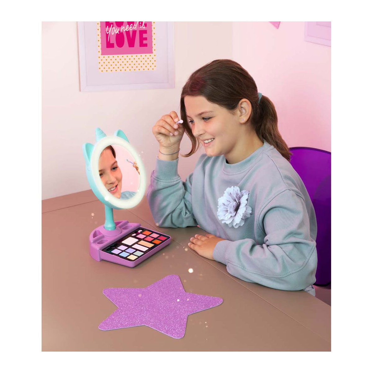 Clementoni crazy chic - lichtspiegel - make-up spiegel voor kinderen - make-up bewaren - vanaf 6 jaar
