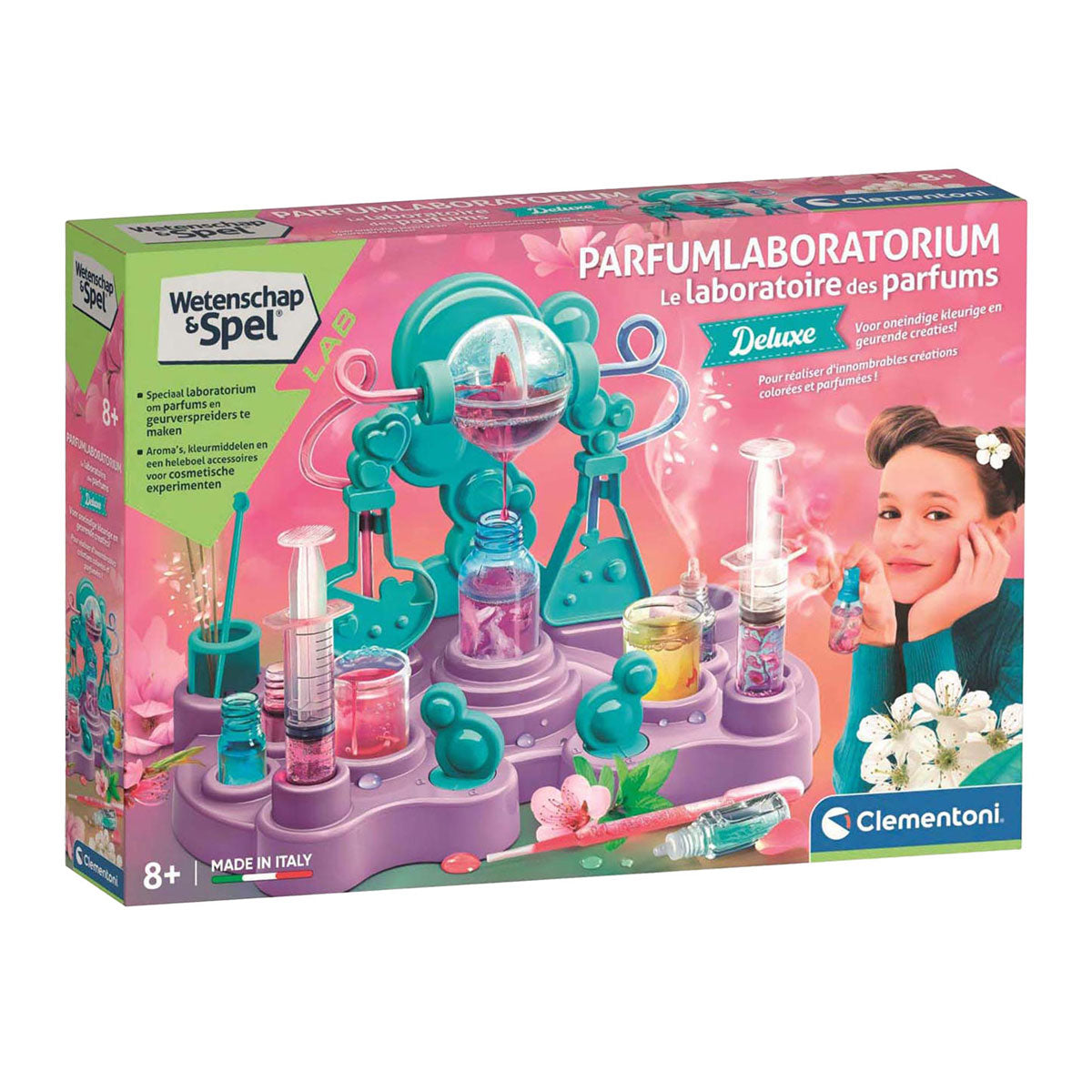 Clementoni wetenschap en spel - parfumlaboratorium - parfum maken - experimenteerdoos - geuren en kleurmiddelen - met accessoires - vanaf 8 jaar