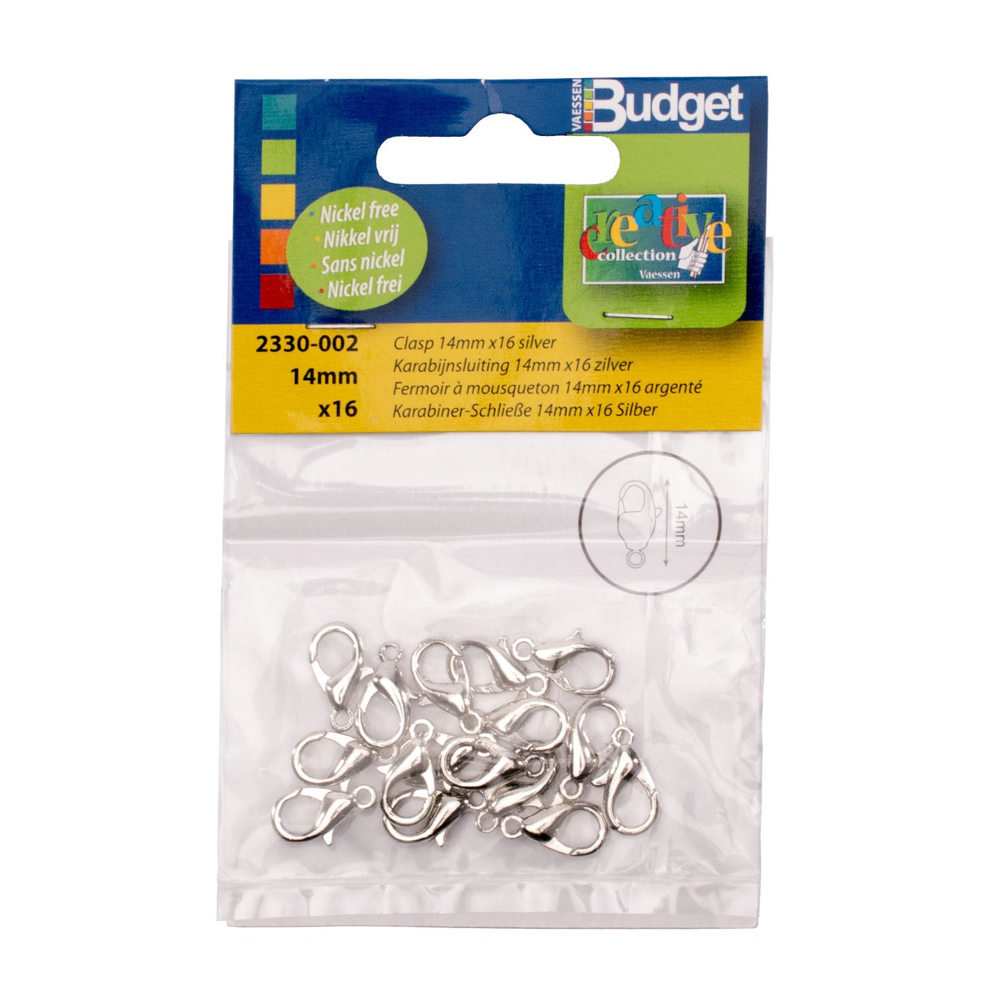 Vaessen creative • vis sluiting 14mm 16pcs silver
