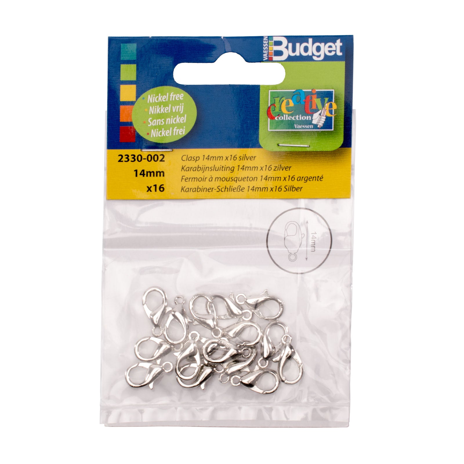 Vaessen creative • vis sluiting 14mm 16pcs silver