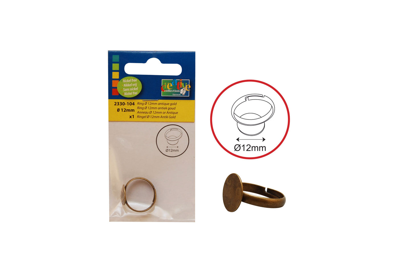 Vaessen creative • ring 12mm antiek goud