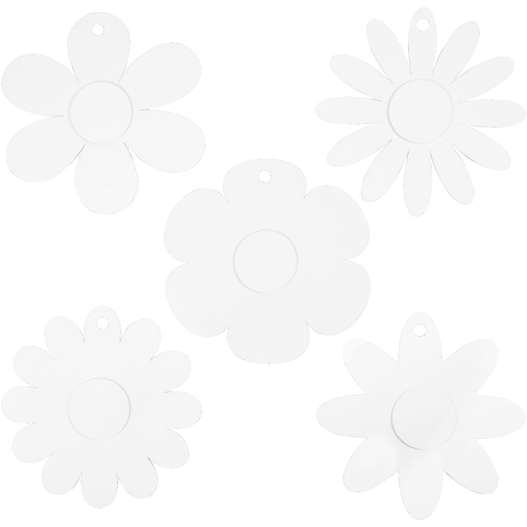 Creotime knutselset flowers 20 cm karton wit 15 stuks