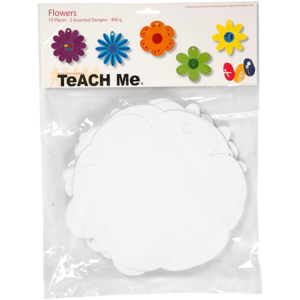 Creotime knutselset flowers 20 cm karton wit 15 stuks