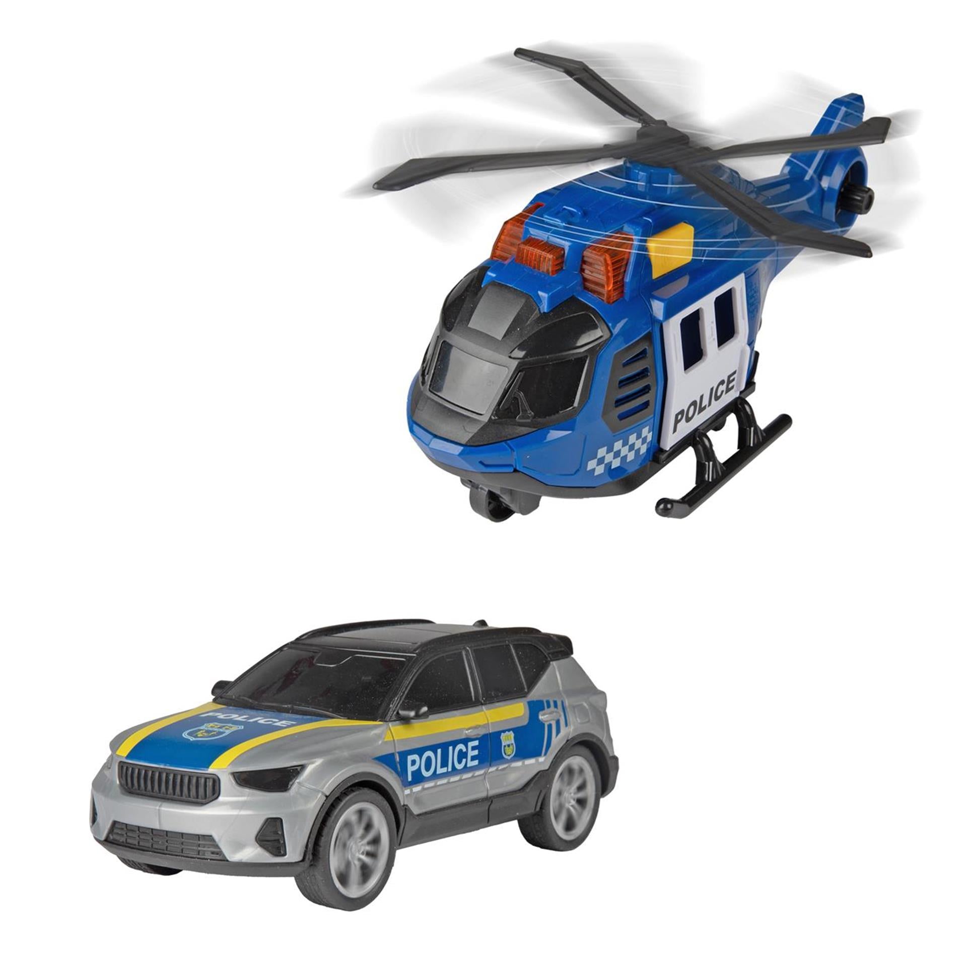 Toi-toys helikopter 20cm +l-g met auto 12cm 2ass