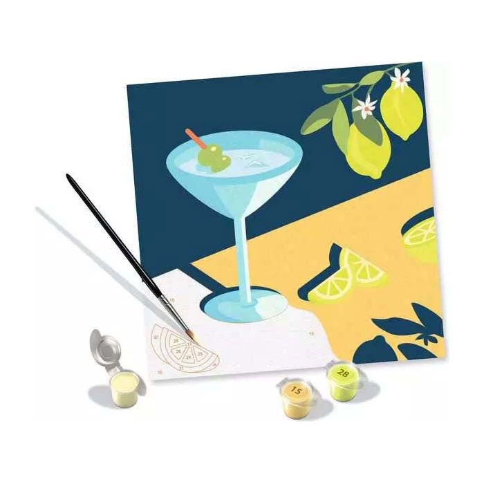 Ravensburger schilderen op nummer creatief pakket citroen canvas 20x20 cm.