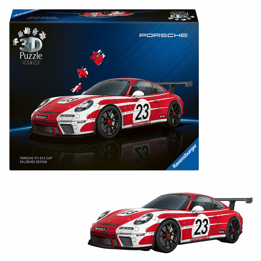 Ravensburger - iconics: porsche 911 salzburg edition - 3d puzzel - 108 stukjes - bouwset voor kinderen vanaf 8 jaar