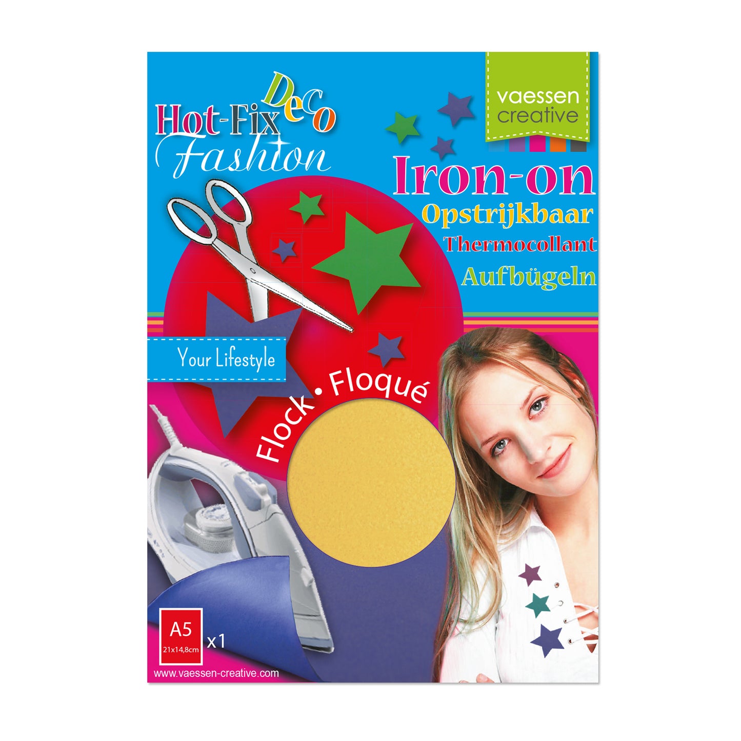 Vaessen creative • flock 21x14,8cm blister geel
