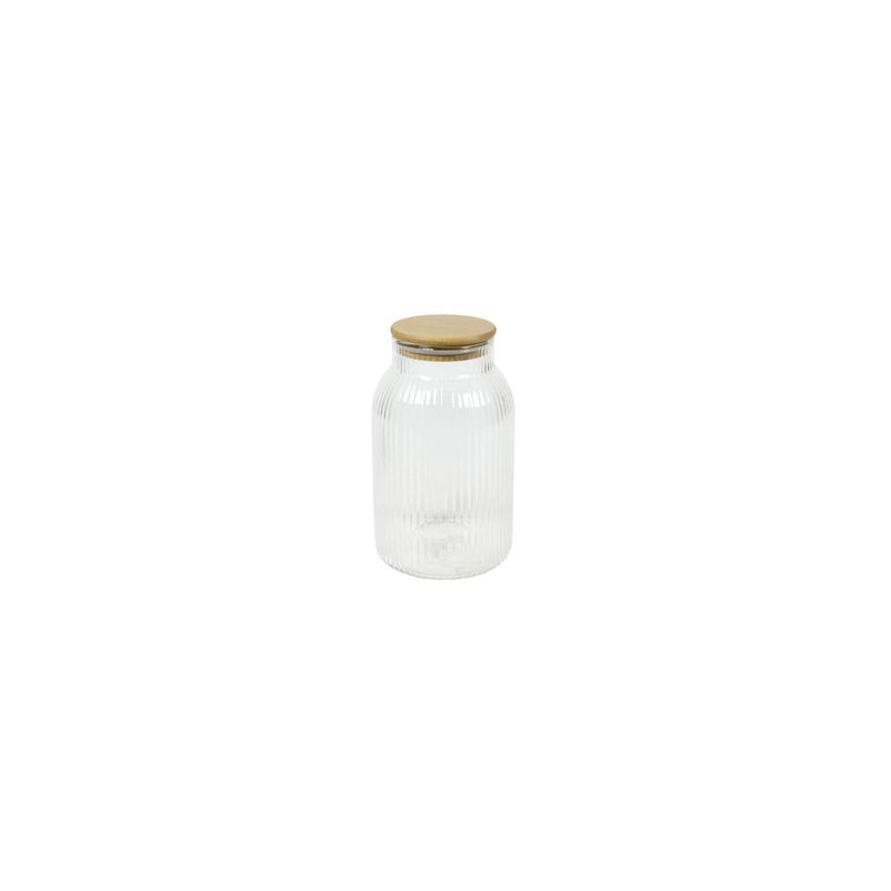 Voorraadpot lines glas bamboe h20,5cm