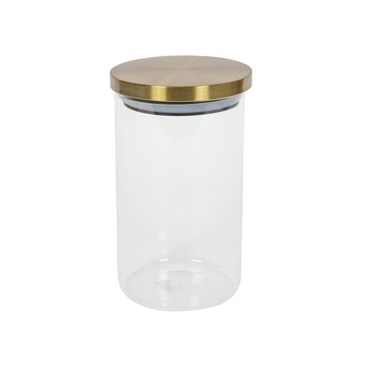 Voorraadpot glas met gouden deksel ã¸9,5x17cm 900ml