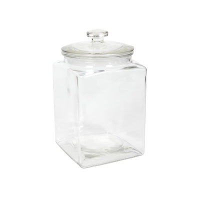 Voorraadpot glas vierkant met deksel 3l