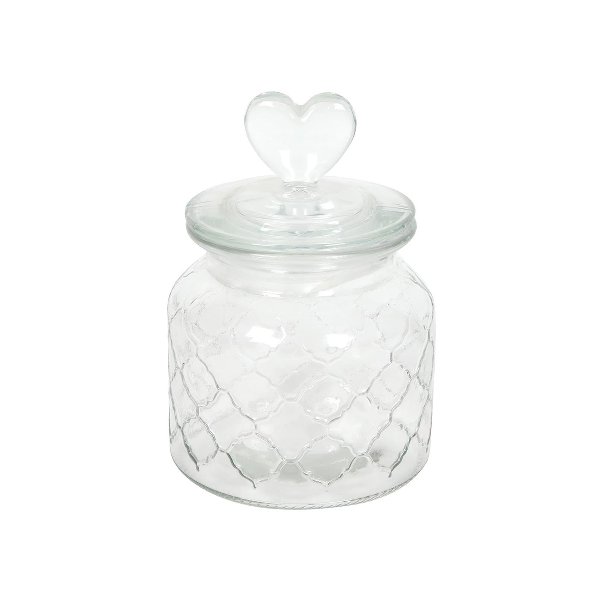 Voorraadpot hart glas ã˜10,5xh20cm