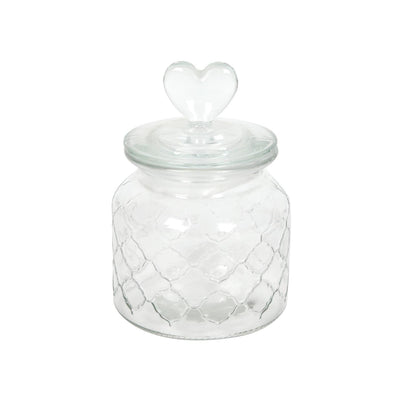 Voorraadpot hart glas ø10,5xh20cm