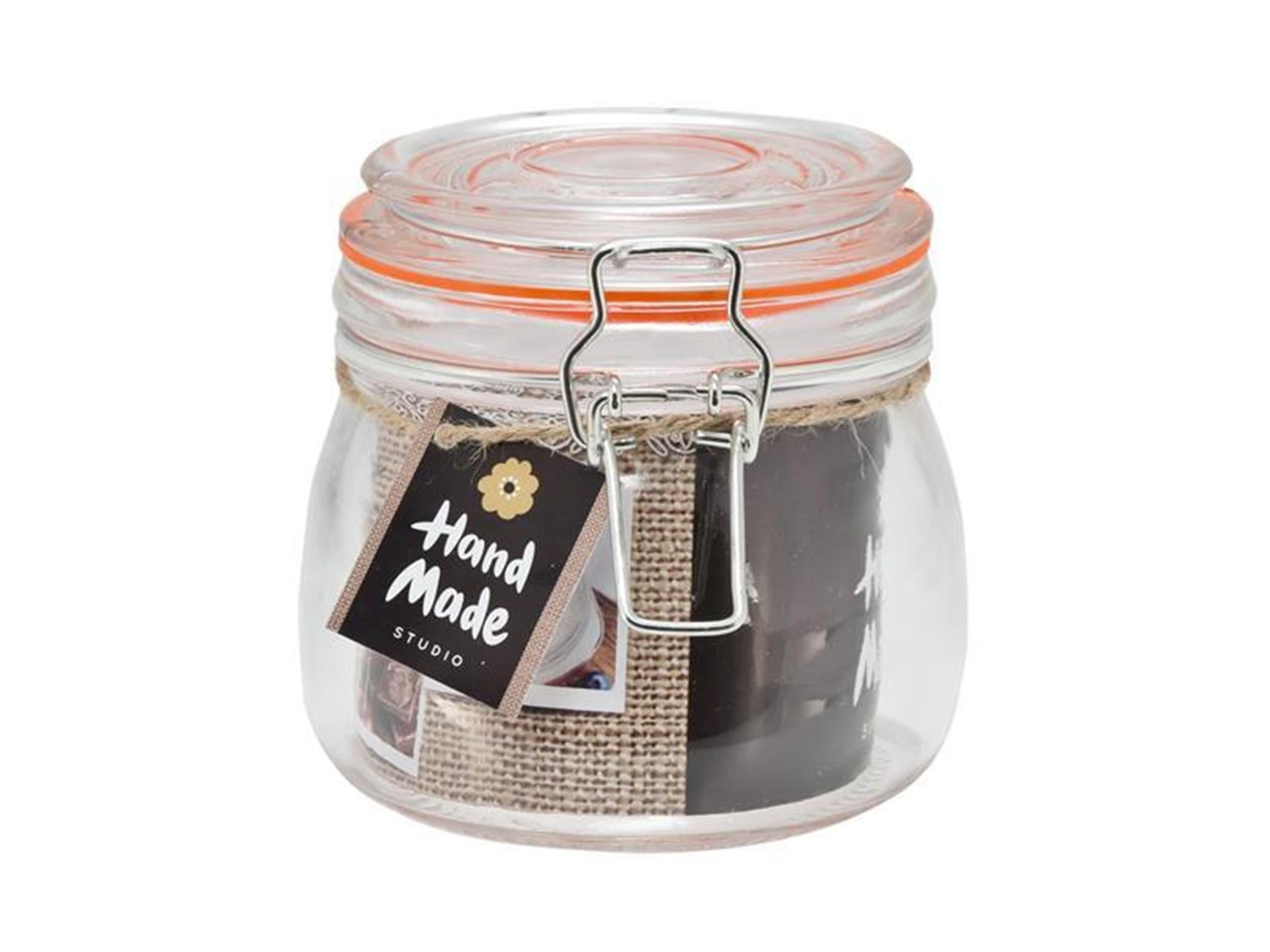 Kitchen tools weckpot 500ml 10,5x10,5cm met oranje siliconen ring