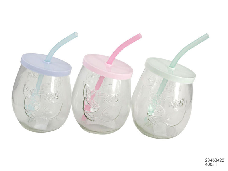 Beker ovaal 400ml met rietje