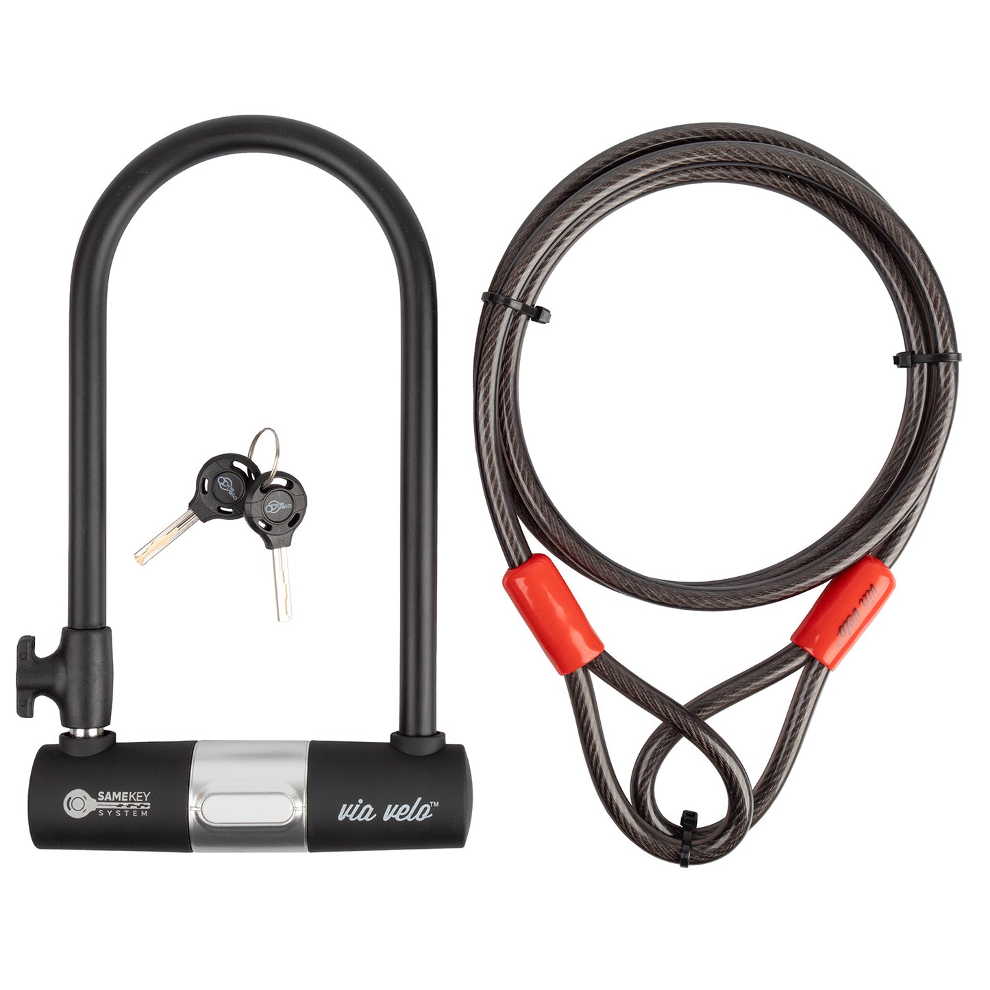 Via velo 2 in 1 shackle lock with spiral cable