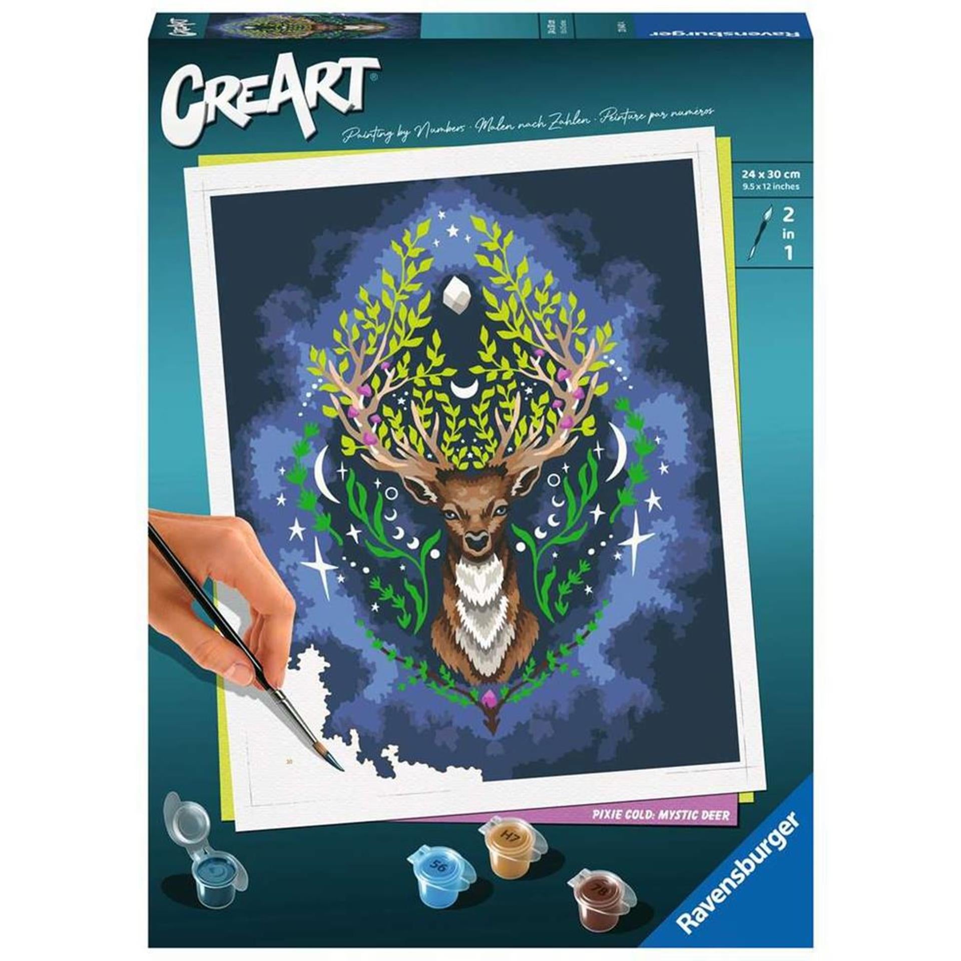 Ravensburger pixie cold: mystic deer - schilderen op nummer voor volwassenen