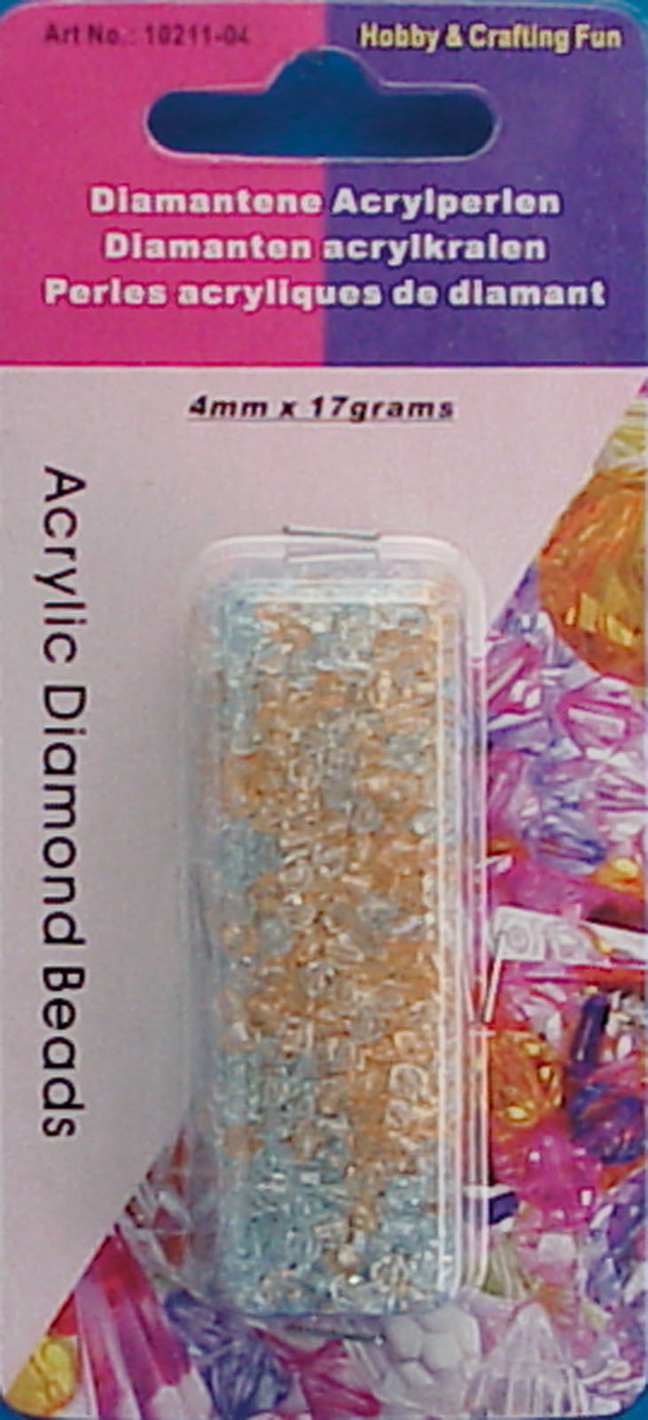 Merkloos acrylic diamond beads 4mm 17g assorti